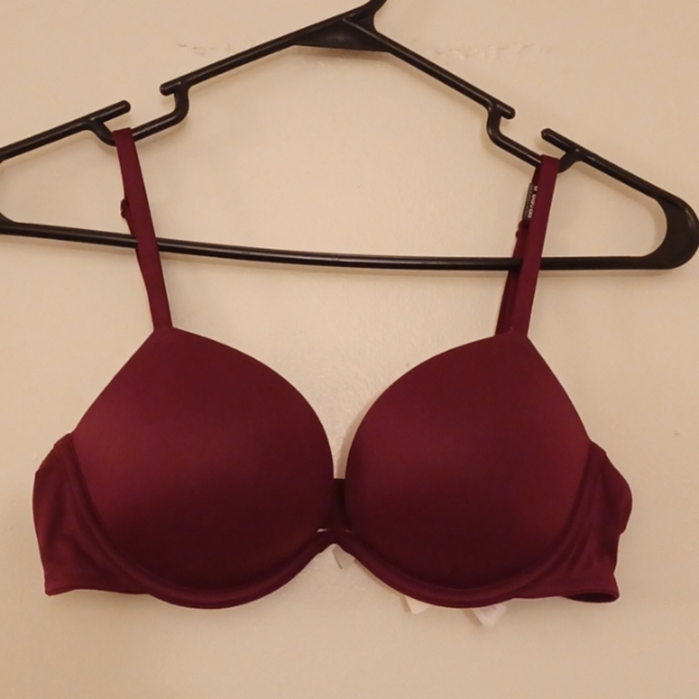 New Victoria's Secret PINK maroon/magenta "Kir" underwire super push up bra 34B